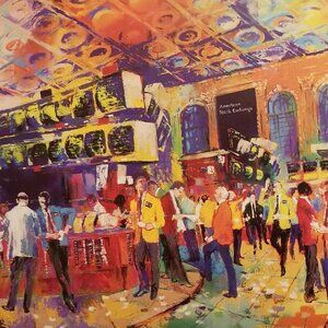 THE AMERICAN STOCK EXCHANGE by LeROY NEIMAN, Promotional Post Card - 1986